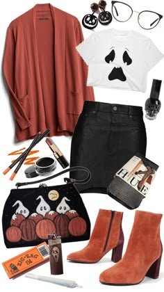 Halloween Outfit Ideas For Work, Halloween Event Outfit, Cute Spooky Season Outfits, 31 Days Of Halloween Outfits, Cute Hhn Outfits, Halloween Outfit Casual, Festive Halloween Outfits, Halloween Chic Outfit, Halloween Outfits Work