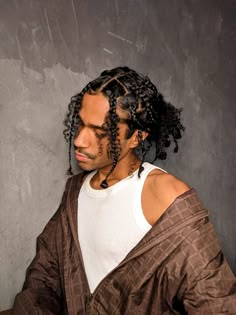 Afro To Braids Men, Men Boho Braids, Corn Rows Man, Braids For Black Women Masc, Male Black Hairstyles Braids, Black Male Hairstyles Long, Men’s Afro Hairstyles, Masc Braids, Protective Hairstyles Men