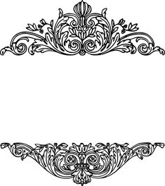 an ornate frame with swirls and scrolls in black on a white background, vintage line drawing or engraving illustration