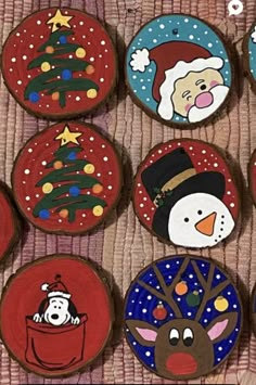 decorated cookies are arranged in the shape of christmas trees