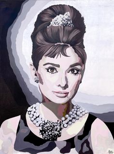 a painting of a woman with pearls on her necklace and hair in an updo