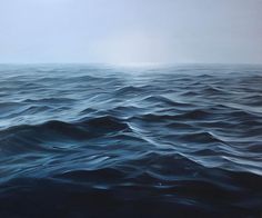 an oil painting of the ocean with waves