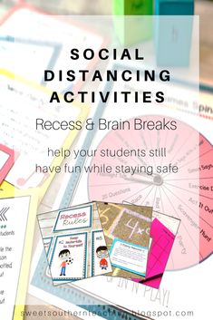 the text reads social distancing activities recess and brain breaks help your students still have fun while staying safe