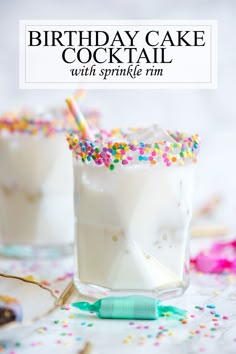 a birthday cake cocktail with sprinkles in it