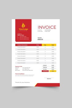 Creative modern and clean invoice template design with a print-ready and free license Pricelist Design Templates, Invoice Template