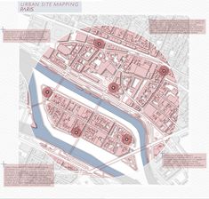 a map showing the location of urban sitemapping in paris, with red dots on it