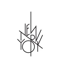 the new york logo is shown in black and white, with lines coming out of it