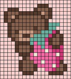 Alpha pattern #125930 | BraceletBook Cottagecore Perler Bead Patterns, Grid Pattern For Crochet, Aesthetic Pixel Art Grid, Duck Pixel Art Grid, Graph Pixel Art, Pink Alpha Pattern, Aesthetic Pixel Art Easy, Cute Grid Pattern