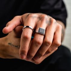 - Vintage Signet Ring (Silver & Black Stone)- Minimal Ring (Polished Silver) - Contains 2x Premium Rings (1 Signet Ring, 1 Minimal Ring)- Vintage Signet Ring (Silver & Black Stone) available in 7 sizes- Minimal Ring (Silver) available in 7 sizes- Water, heat, sweat resistant- No discoloring or tarnishing- Handmade Best selling and most highly requested minimal ring stack. Save 50% off by purchasing as a set + FREE Gift on the Cart page! Adjustable Men Rings, Fboy Rings, Luxury Minimalist Sterling Silver Men's Ring, Luxury Fine Jewelry Men's Ring For Everyday, Luxury Black Enamel Men's Ring As Gift, Luxury Classic Men's Ring With Black Enamel, Luxury Men's Oxidized Open Ring, Mens Jewelry Real, Midi Rings Men