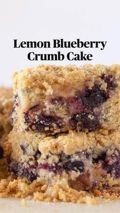 blueberry crumb bars stacked on top of each other