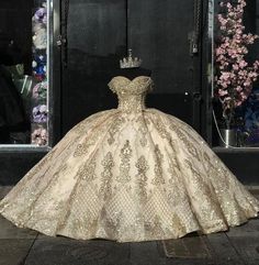 Champagne Sparkly Princess Quinceanera Dresses Off Shoulder Applique B – mermelo Belle Quinceanera Dress, Gold Quinceanera Dresses Off The Shoulder, White And Gold Quinceanera Dresses, Quince Dresses Champagne, Champagne Quince Dresses, Gold Quinceanera Dresses Quincedresses.com, Champagne Quince, Princess Quinceanera Dresses, Champagne Quinceanera Dresses