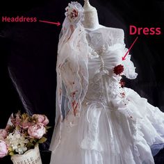 Gothic Princess Bride Costume Set – Two Moody Princess Bride Costume, Sweet Wedding Dress, White Lace Party Dress, Sweet Wedding Dresses, Gothic Princess, Halloween Party Dress, Bride Costume, Lace Party Dresses, Rose Dresses