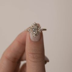 Moissanite bridal band Antique Cluster Engagement Rings, Marquise Diamond Ring, Pretty Rings