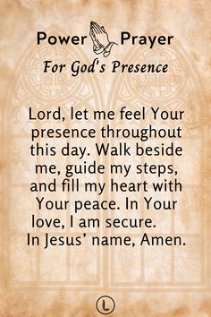 an old parchment paper with the words power prayer for god's presence