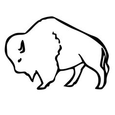 a black and white drawing of a buffalo