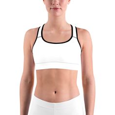 Whiter than Snow, Solid White Sports Bra The Gearbunch Solid White sports Bra is a super versatile piece to add to your collection. As you know white is the easiest shade to style, you can wear these as a white on white outfit or pair it back with colors and prints. This gorgeous sports bra is made from moisture-wicking material that stays dry during low and medium intensity workouts. The bra has support material in the shoulder straps, double layer front, and a wide elastic band to ensure const White On White Outfit, White Sports Bra, White On White, White Outfit, Black Sports Bra, Intense Workout, White Outfits, Moisture Wicking Fabric, Scoop Neckline