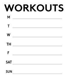 a workout plan with the words'workouts'in black and white on it