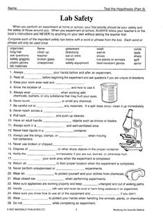 lab safety worksheet for students