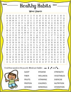 a healthy habit word search for kids