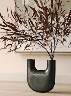 there is a vase with some branches in it