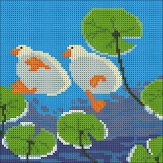 Pixel Art Ideas Cross Stitch Duck Pattern, Round Cross Stitch Pattern, Cool Cross Stitch Patterns, Duck Cross Stitch Pattern, Cross Stitch Patterns Easy, Crochet Pixel Art, Duck Cross Stitch, Dmc Chart, Stitch Pokemon