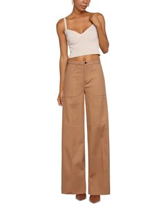 gabardine, solid color, no appliqu�és, high waisted, regular fit, flare & wide-leg, button, zip, multipockets, raw-cut hem, stretch , Color: Camel , Size: 25 Women Pants Casual, Casual Pants, Khaki Pants, Camel, Casual Women, Wide Leg, Pants For Women, Solid Color, High Waisted