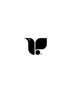 a black and white bird logo on a white background