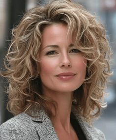 Over 60 Curly Hairstyles For Women, Curly Fine Hairstyles, Curly Hairstyles For White Women, Hair Styles For 60+ Women, Curly Layered Bob With Bangs, Permed Hairstyles Medium, Martina Mcbride Hairstyles, Curly Long Hairstyles, Jane Fonda Hairstyles