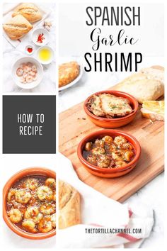 spanish garlic shrimp recipe with text overlay