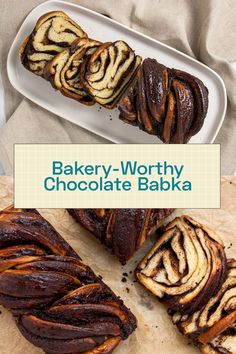 the bakery - worthy chocolate babka has been sliced and is ready to be eaten