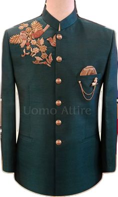 Rao silk deep green embellished prince coat | Prince Coat Pakistan Green Prince Coat, Prince Coat, Raw Silk Fabric, Raw Silk, Deep Green, Silk Fabric, Special Day, Prince, Premium Quality