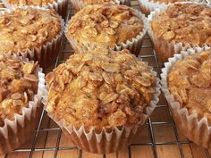 several muffins cooling on a wire rack