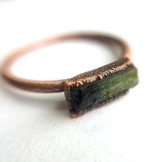 Raw tourmaline ring Green tourmaline crystal ring | Etsy Luxury Unique Electroformed Jewelry, Luxury Nature-inspired Electroformed Jewelry, Raw Gemstone Engagement Rings, Raw Tourmaline Jewelry, Raw Tourmaline Ring, Gemstone Rings Unique, Bijoux Art Deco, Green Tourmaline Crystal, Rings Green