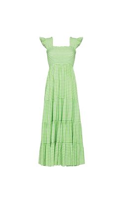 Made from soft cotton, this maxi dress features a playful gingham print that will have you feeling stylish and comfortable all day. Perfect for any occasion, this dress is a must-have for your wardrobe. Grass green and cream white Square neck Short sleeves with riddles edges Smocked bodice Slip-on design Concealed interior bra Ankle length hem Unlined Colour may vary due to lighting on images. The product images (without model) are closest to the true colour of the product.Item runs true to size Chic Maxi Dress For Picnic, Green Casual Dress For Picnic, Casual Green Dress For Picnic, Spring Maxi Dress For Picnic, Spring Picnic Maxi Dress, Spring Maxi Length Dresses For Picnic, Maxi Length Dress For Spring Picnic, Trendy Green Maxi Dress For Vacation, Spring Vacation Gingham Maxi Dress