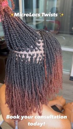 the back of a woman's head with long braids on it and text that reads