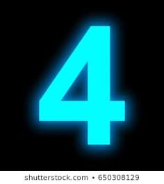 the number four is glowing blue in the black background, and it appears to be 4