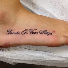 a woman's foot with a tattoo that says, fannie is your major