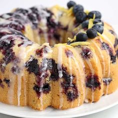 slices of blueberry pound cake on a white plate