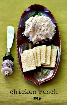 chicken ranch dip and crackers on a plate