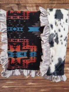 Ruffle Baby Lovey - Black Aztec and Storm Cow Minky Western Lovey - DBC Baby Bedding Co Baby Things To Sew, Cow Crochet Lovey, Western Nursery Blankets, Cow Lovie Blanket, Western Cowboy Baby Blanket, Cow Lovey, Blankets Diy, Lane Frost, Knot Blanket