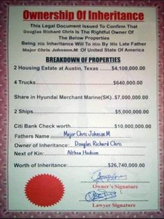 a certificate for an owner who is selling their property to another person in the united states