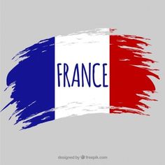 the word france painted in french colors on a gray background with red, white and blue brush strokes