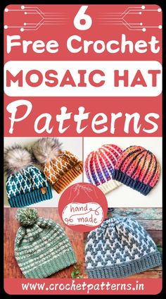 the 6 free crochet mosaic hat patterns