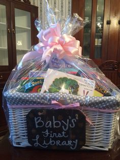 a baby's first library gift basket