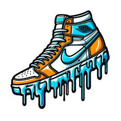 Blue Sports Sneakers With Graphic Print, Blue Graphic Print Sports Sneakers, Custom Artwork Sneakers For Streetwear, Sporty Custom Sneakers With Graphic Print For Skateboarding, Sneakers Vector, Sneakers Png, Theatre Games, Sneakers Illustration, Shoes Png