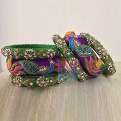 zardosi Designer Bangles, Saree Tassels Designs, Diamond Initial Necklace