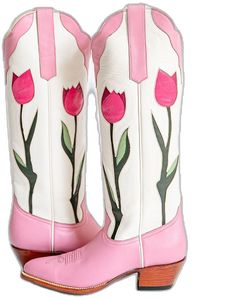 Feminine Pink Boots For Spring, Trendy Pink Boots With Reinforced Heel, Spring Pink Pointed Toe Heeled Boots, Spring Pink Heeled Boots With Pointed Toe, Spring Pink Heeled Boots With Reinforced Heel, Chic Knee-high Pink Boots, Elegant Pink Heeled Boots For Spring, Pink Trendy Leather Heeled Boots, Trendy Pink Leather Heeled Boots