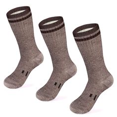 PRICES MAY VARY. PACKAGE INCLUDES: Set of 3 Pairs of Merino Wool Blend Winter Cold Weather Crew Length Socks for Men and Women in Brown / Small | MATERIAL: 75% Merino wool, 15% Nylon, 10% Elastic INCREDIBLY SOFT & COMFORTABLE: 75% Merino wool blend ensures comfort all day long – no itch! Each crew cut sock provides compression, arch support, and a reinforced heel and toe to ensure maximum comfort and protection for your feet. The rib knit design gives elasticity and an elastic cuff prevents bunc Merino Wool Hiking Socks, Wool Hiking Socks, Camp Socks, Moisture Wicking Socks, Merino Wool Clothing, Merino Wool Socks, Adaptive Clothing, Half Zip Top, Work Socks