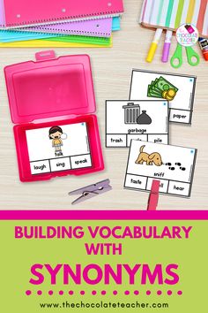 a picture of synonym clip cards grammar activitiy Synonyms Activities First Grade, Synonym Anchor Chart 3rd Grade, Synonyms Grade 1, Synonyms And Antonyms Anchor Chart, 3rd Grade Synonyms And Antonyms, Synonym Activities, Grammar Skills