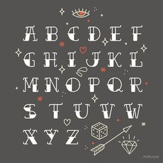 the alphabet is made up of letters and numbers with different shapes, sizes and colors